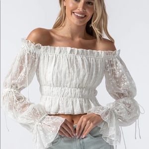 Off Shoulder Lace Detail crop top